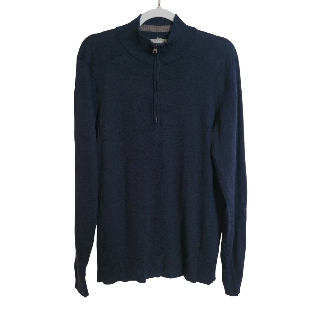 Smartwool Merino Wool Blend 1/4 Zip Sweater Navy Blue Men's Medium Preppy Casual